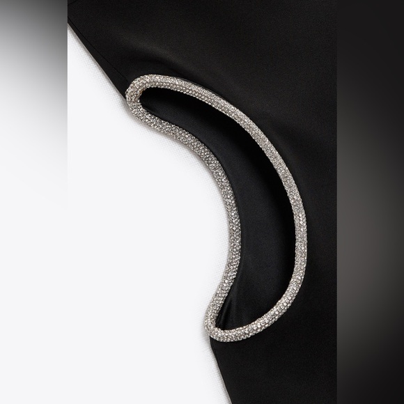 Zara bodycon dress cut out midi rhinestone fitted party coctail gala - Picture 9 of 9